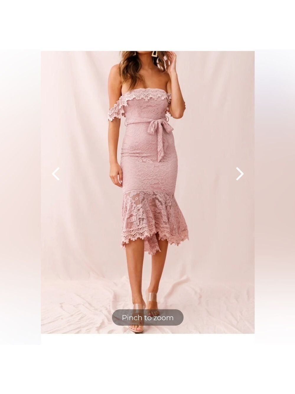 Selfie Patience Lace Bodycon Midi Dress in Dusty Pink  Sz Small